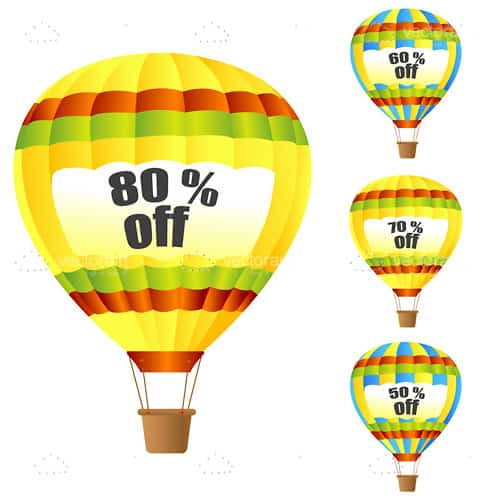 Hot Air Balloons with Discount Tags